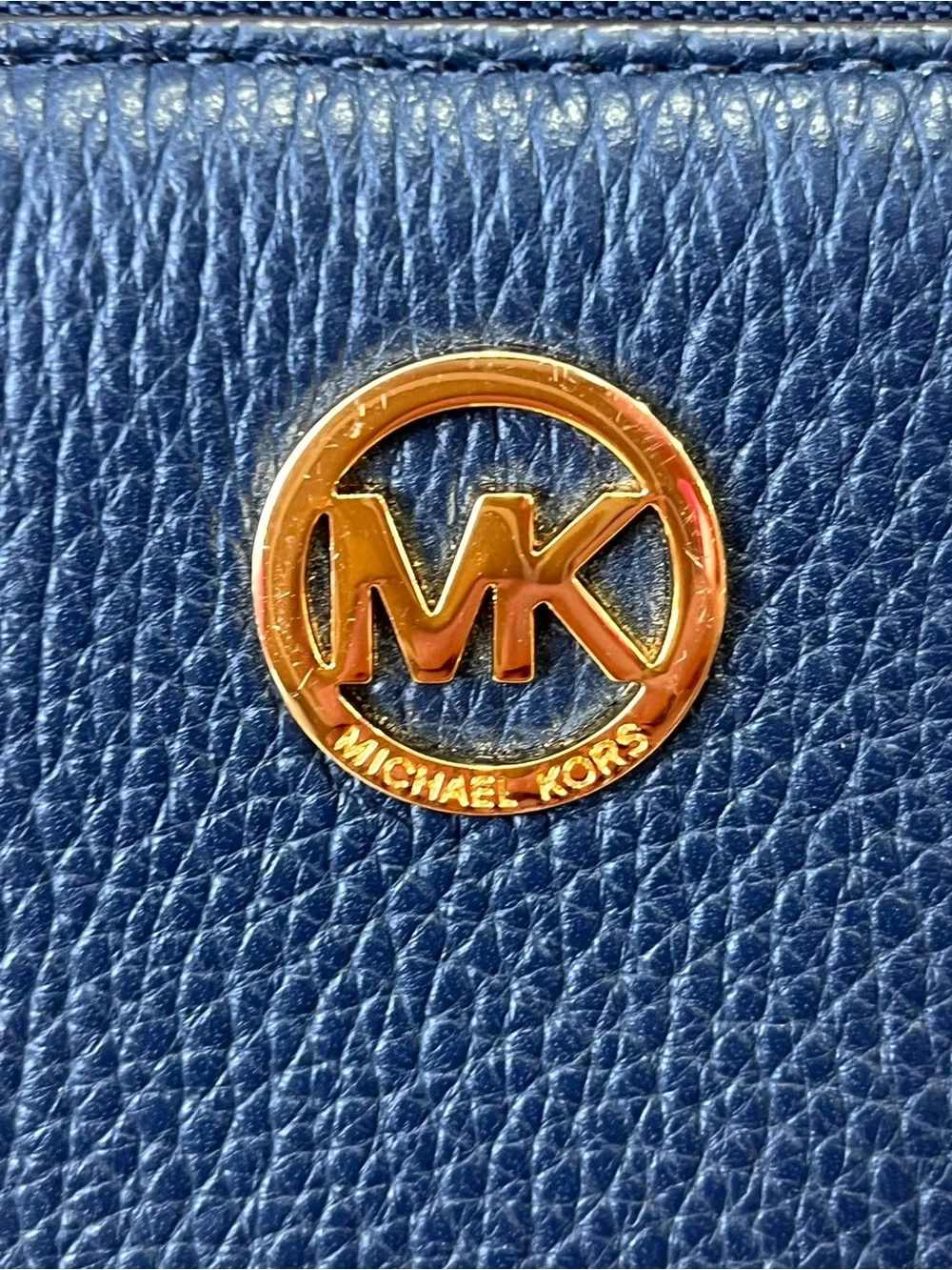 Michael Kors Fulton Multifunction Phone Wallet Navy Pebbled Leather